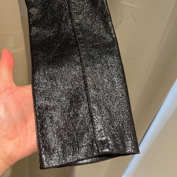 BALMAIN - FR38/6 Skinny Zip Moto Biker Pants in Glitter/Silver Lambskin Leather - Picture 10 of 15